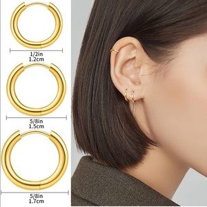 Pairs 14K Gold Plated Hoop Earrings for Women